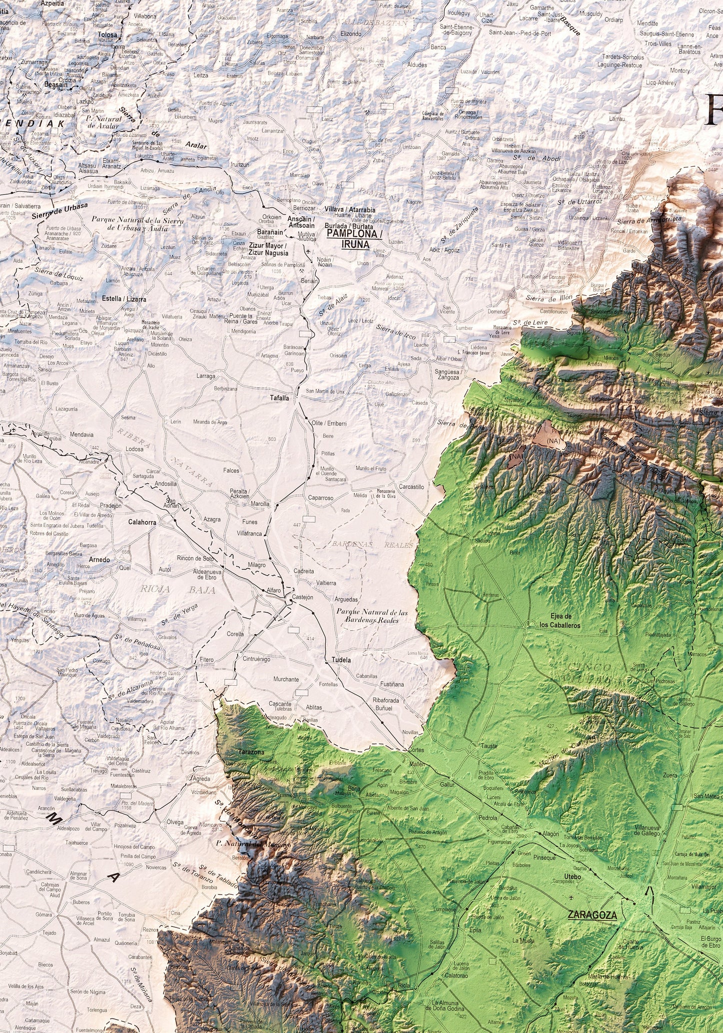 ARAGÓN. Mapa topográfico.