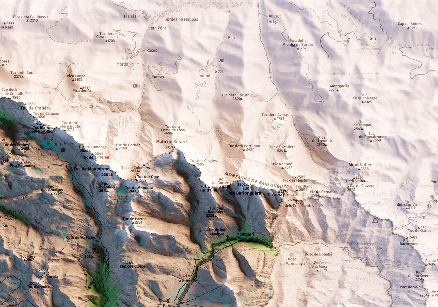VALL D'ARAN. Mapa topográfico.