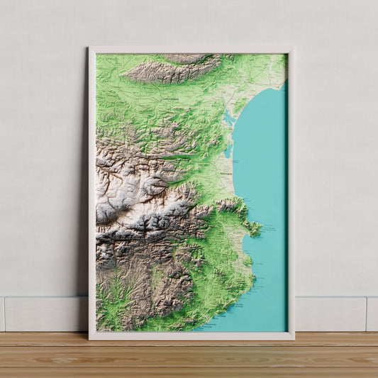 MAPA TOPOGRÁFICO EN COLOR DEL PIRINEO COMPLETO, VERSIÓN EN 3 PARTES. Parte DERECHA (3).