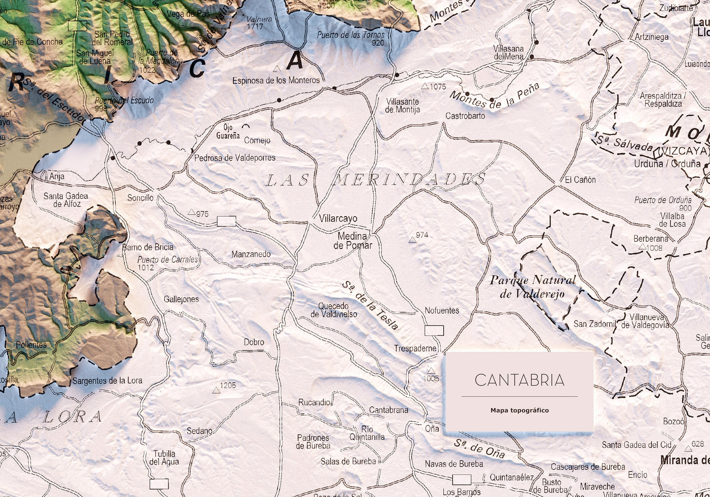 CANTABRIA. Mapa topográfico.