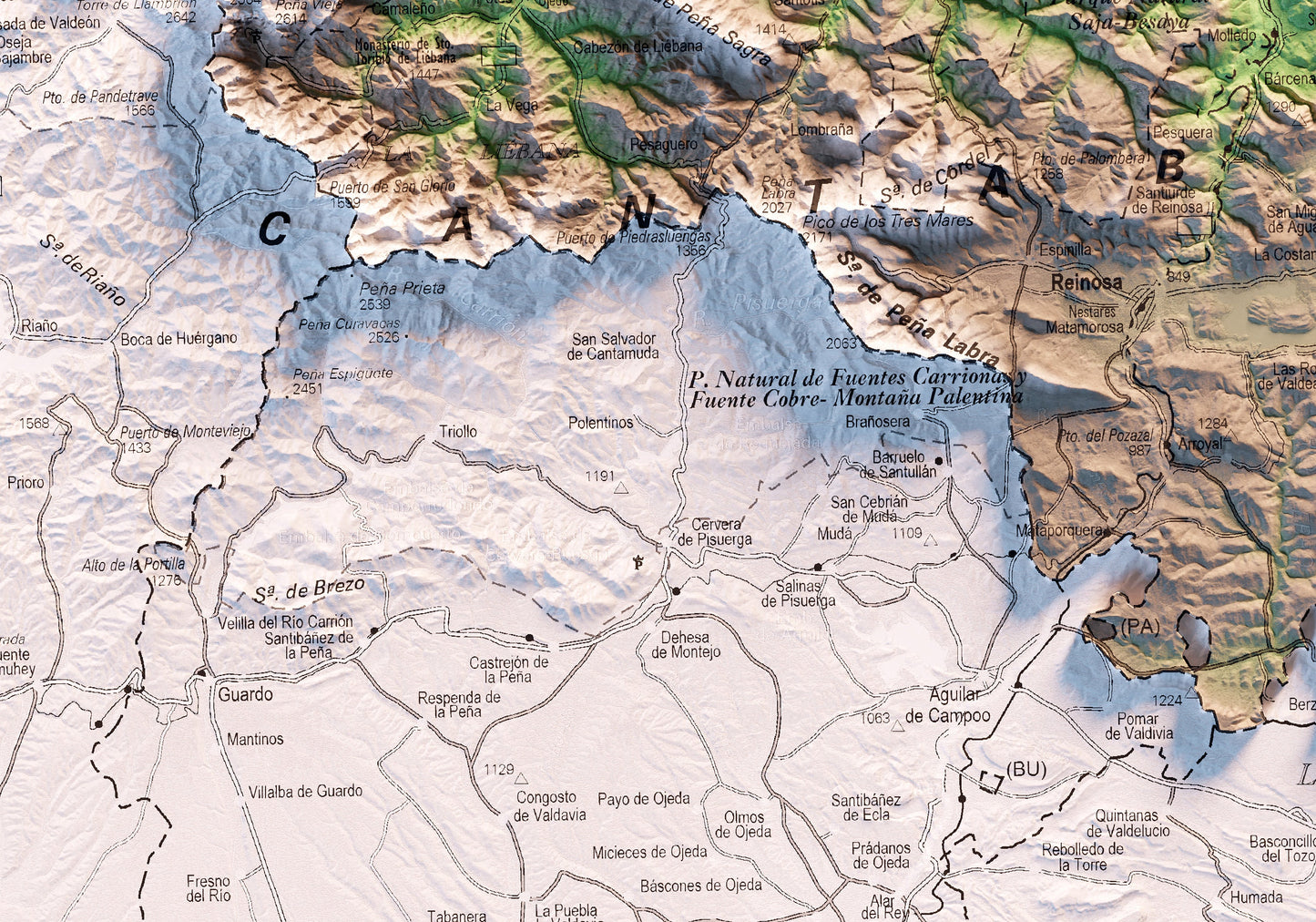 CANTABRIA. Mapa topográfico.