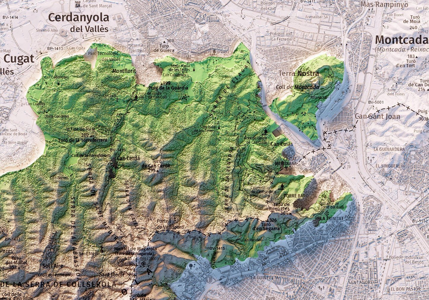 PARC NATURAL DE COLLSEROLA. Mapa topográfico.