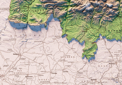 EL PIRINEU CATALÀ INCLOENT LA CATALUNYA NORD I ANDORRA. Mapa topográfico.