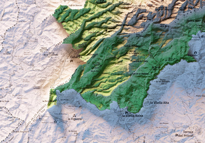 SERRA DE MONTSANT. Mapa topográfico.