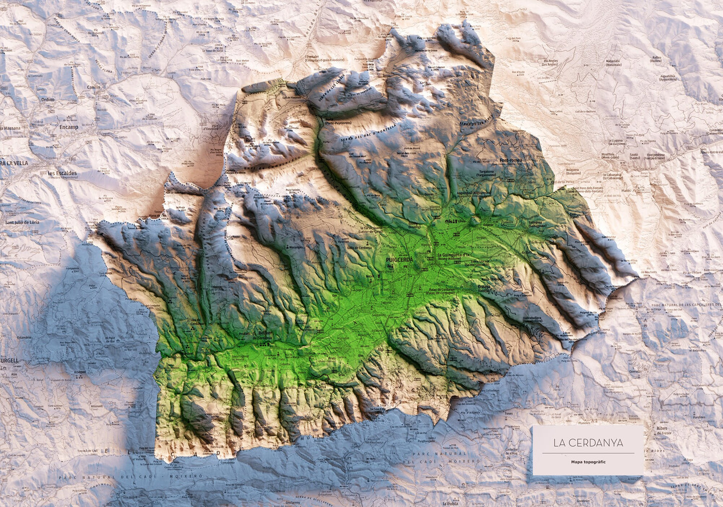 LA CERDANYA COMPLETA. Mapa topográfico.