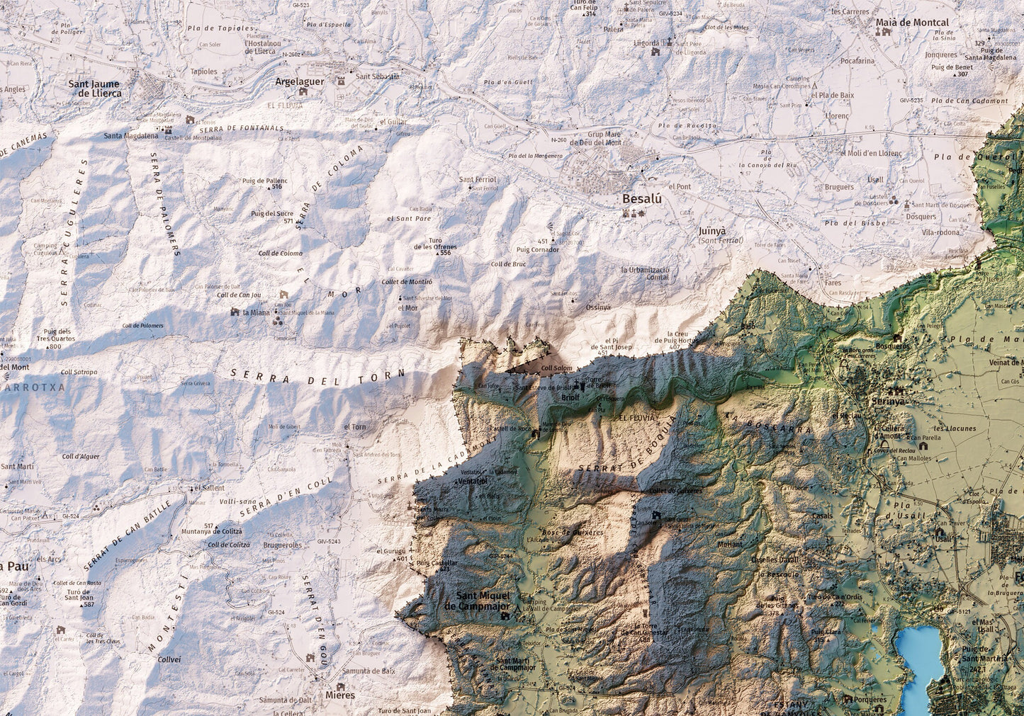 EL PLA DE L'ESTANY. Mapa topográfico.