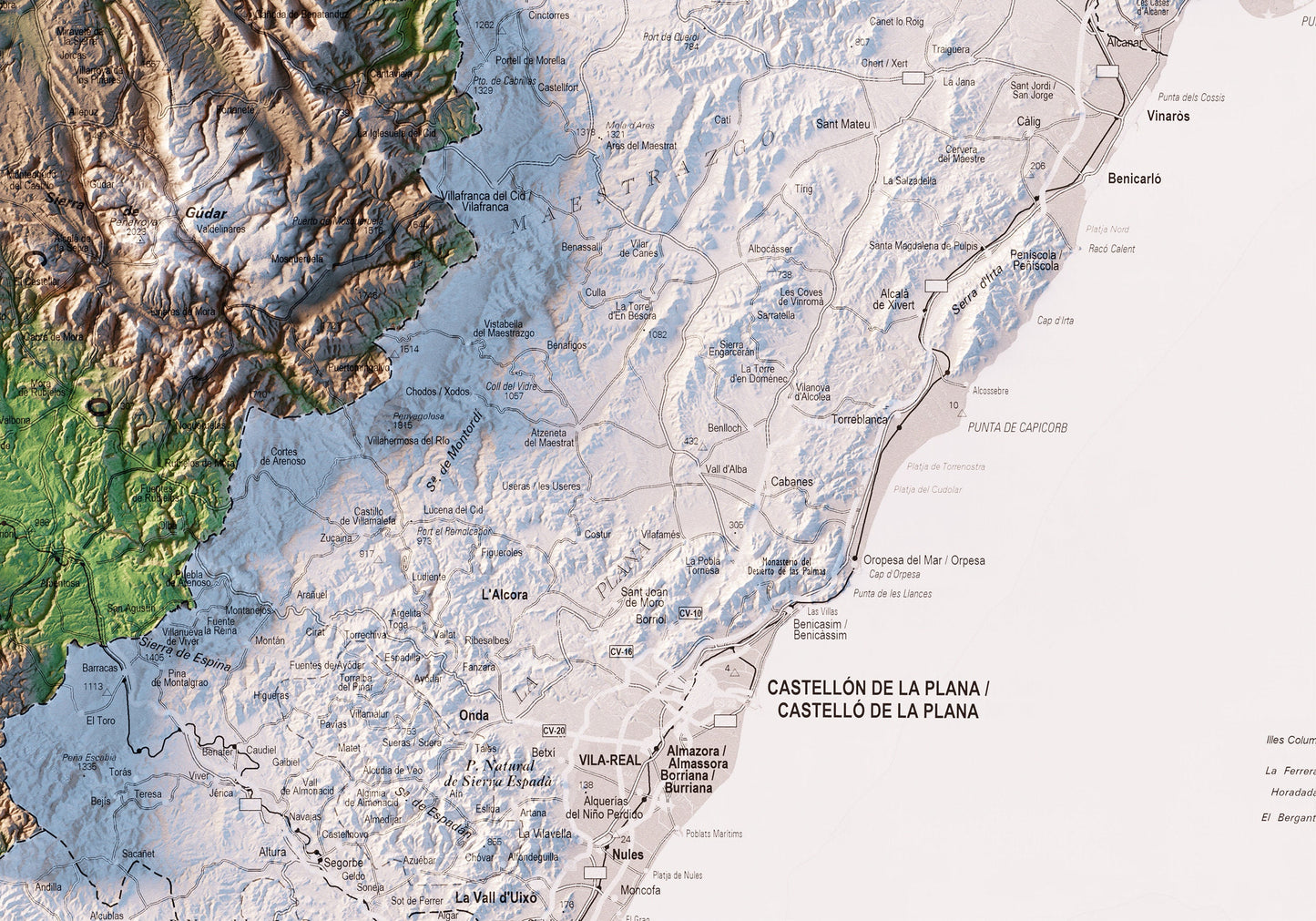 TERUEL. Mapa topográfico.