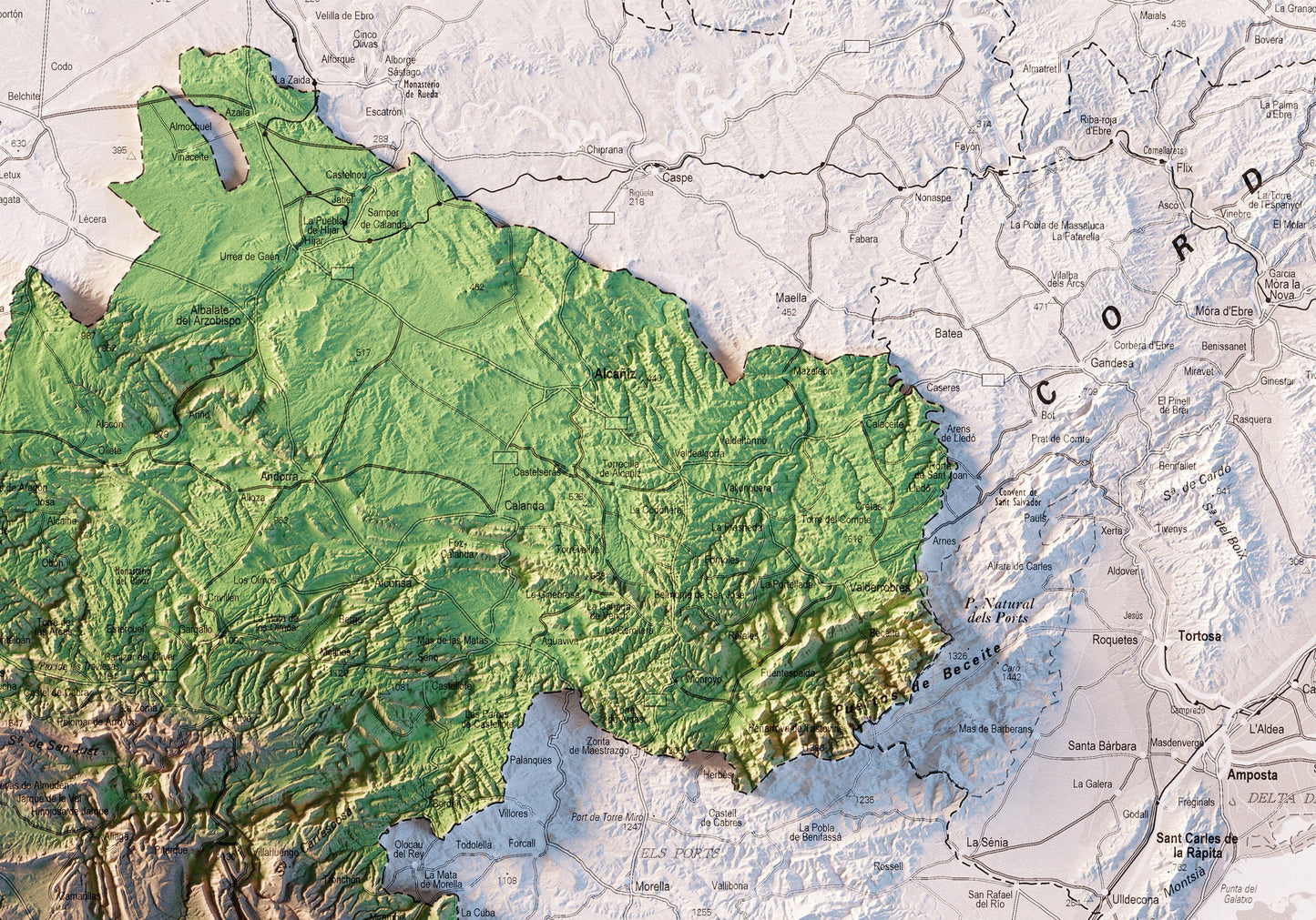 TERUEL. Mapa topográfico.