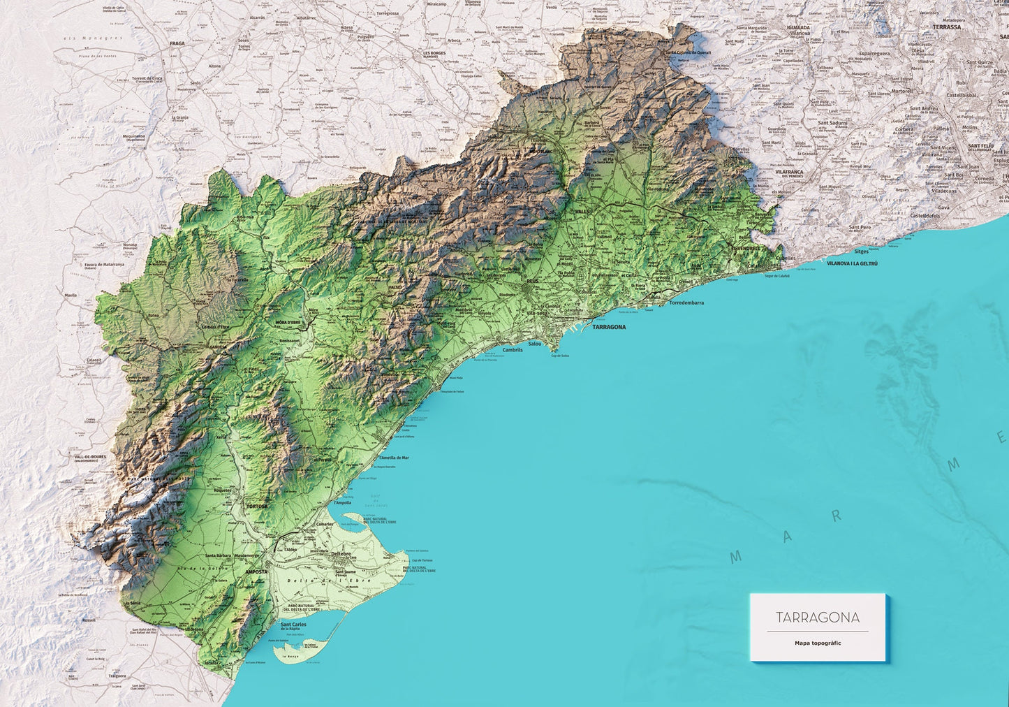 PROVÍNCIA DE TARRAGONA. Mapa topográfico.