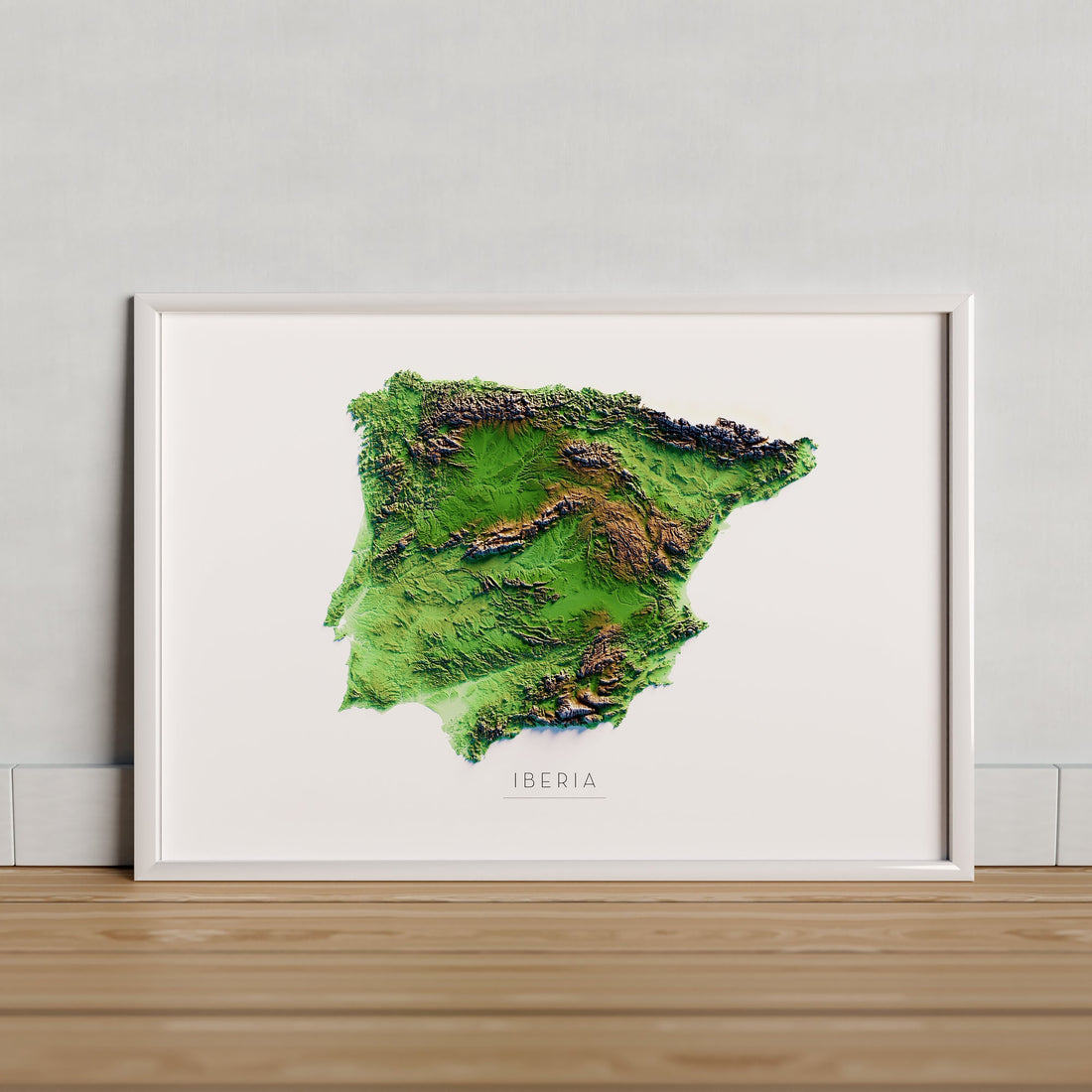 IBERIA. Mapa de relieve artístico en color