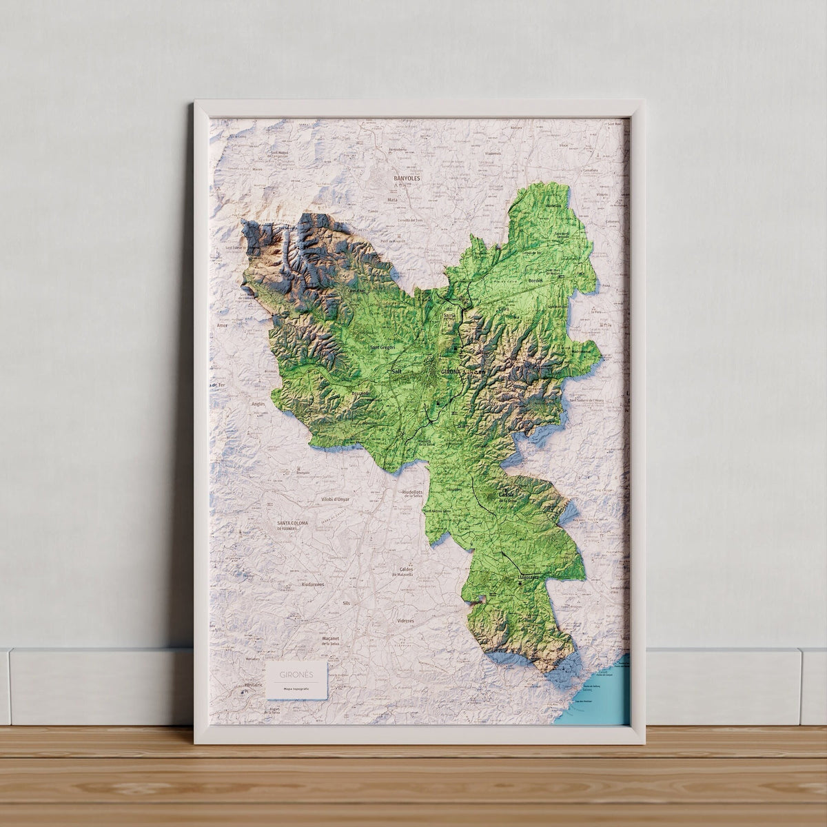 EL GIRONÈS. Mapa topográfico artístico en color