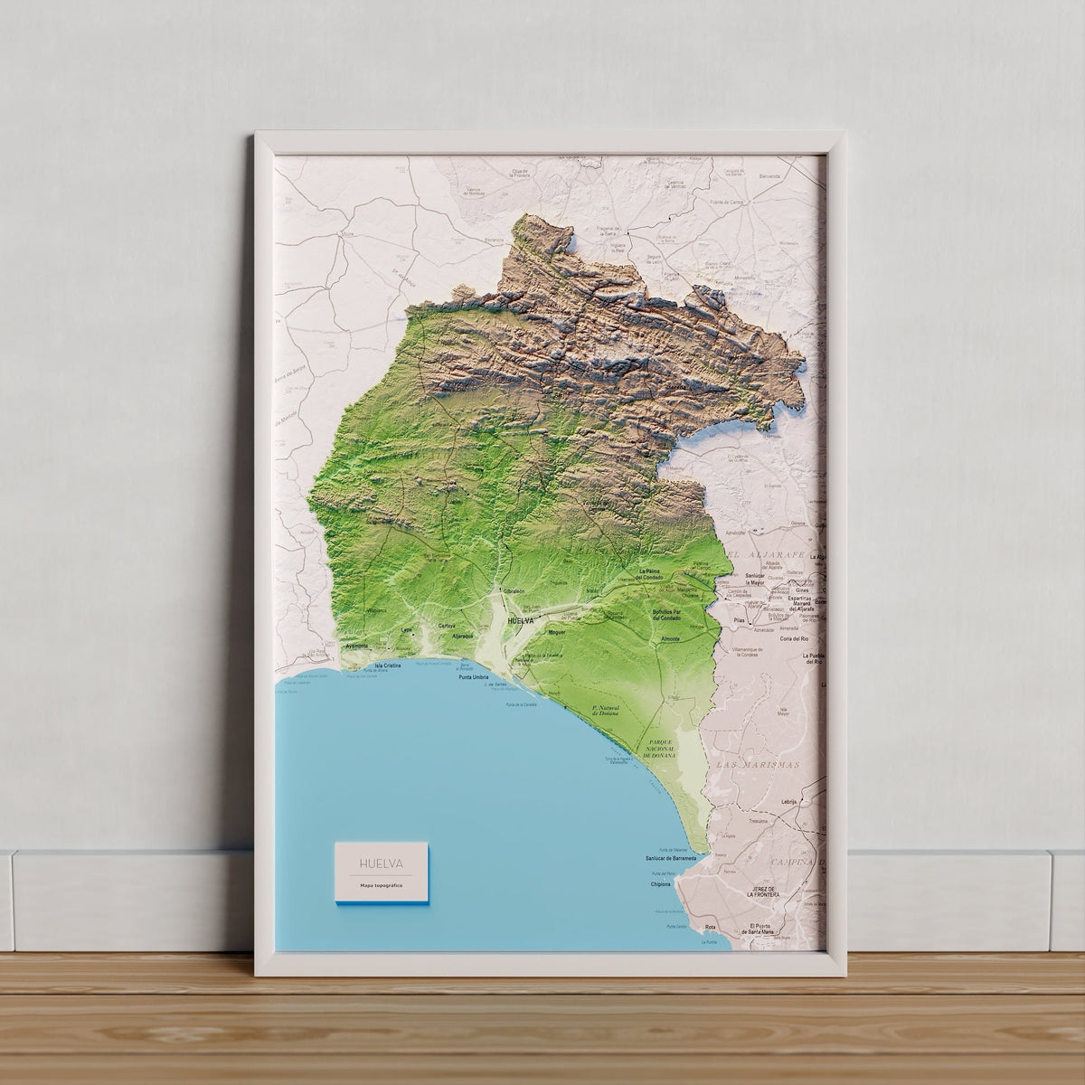 HUELVA. Mapa topogràfic artístic en color