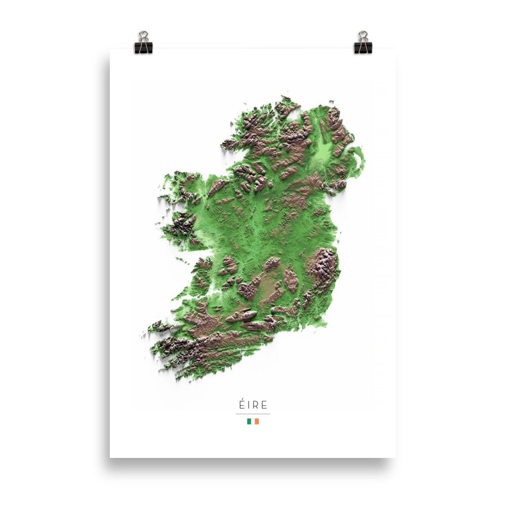 IRLANDA. Mapa de relleu.