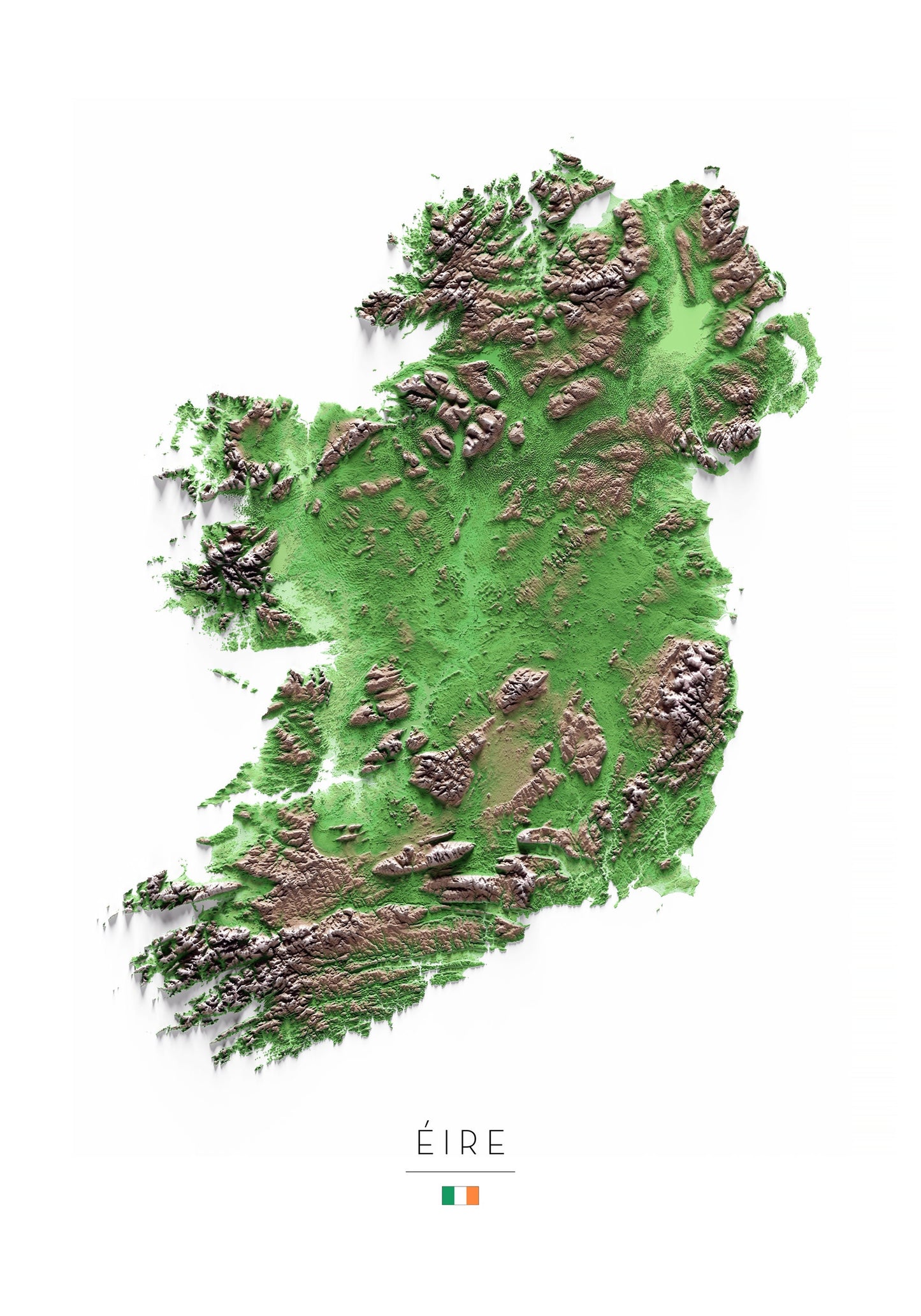 IRLANDA. Mapa de relleu.