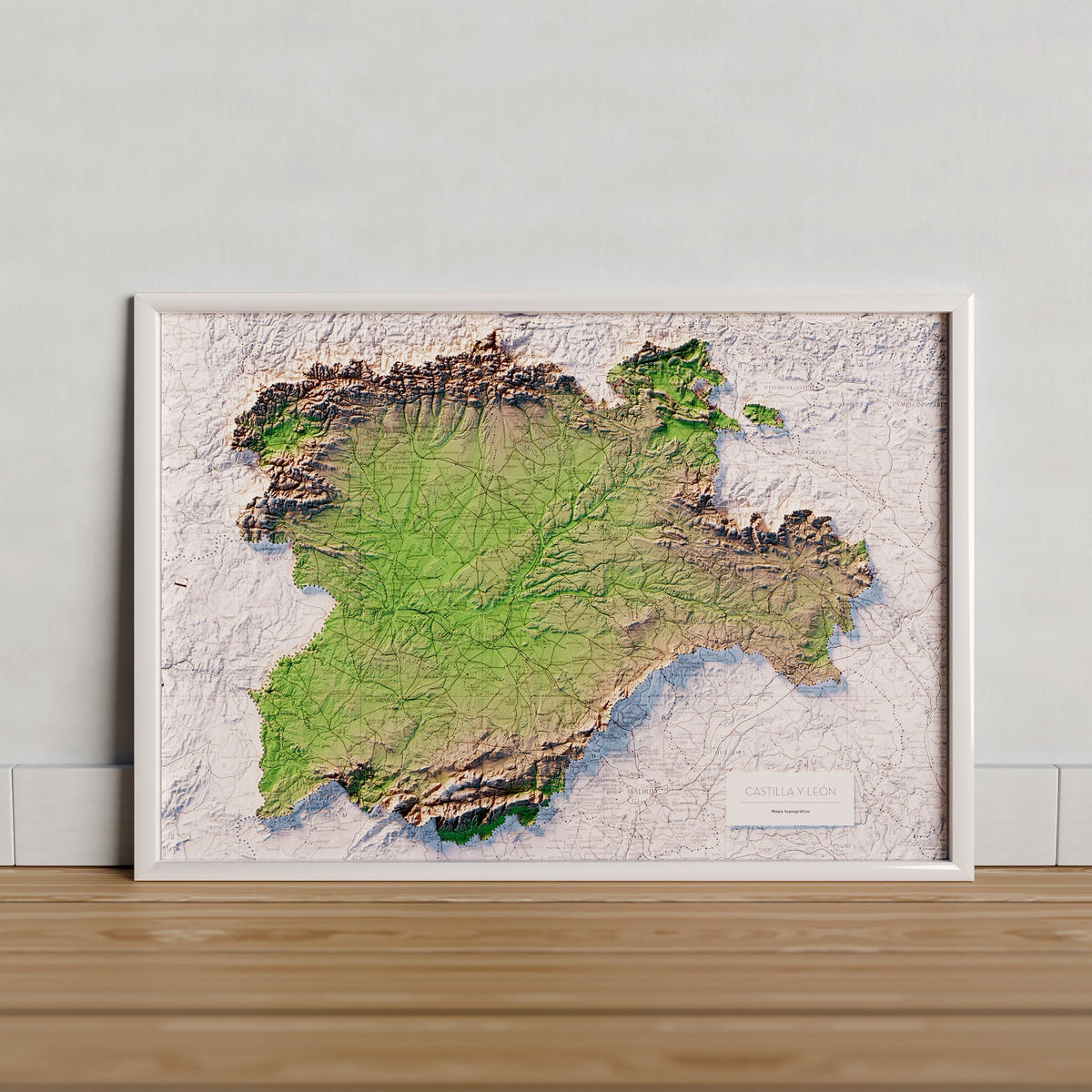 CASTILLA Y LEÓN. Mapa topogràfic artístic en color