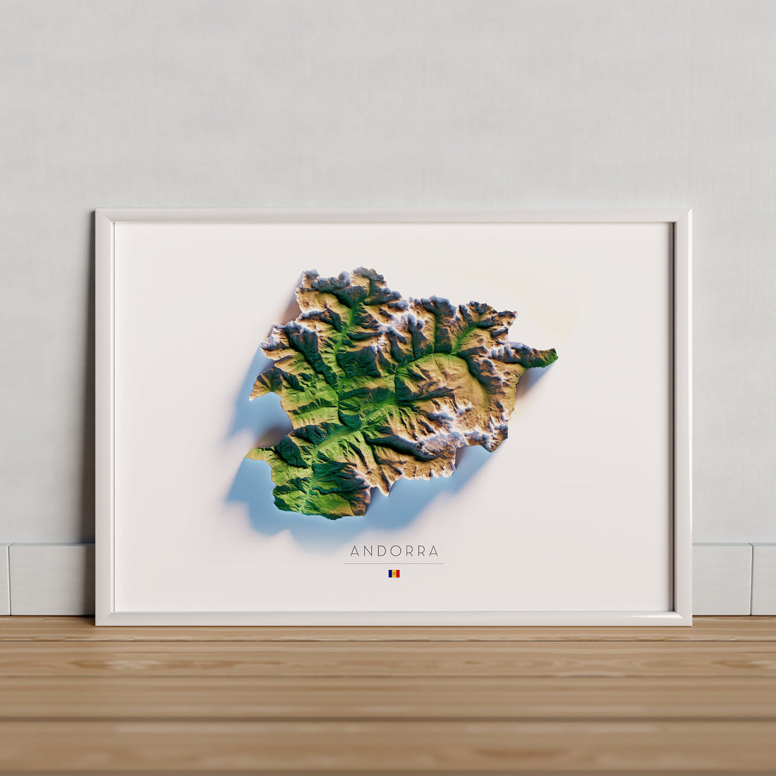 ANDORRA. Mapa de relleu artístic en color