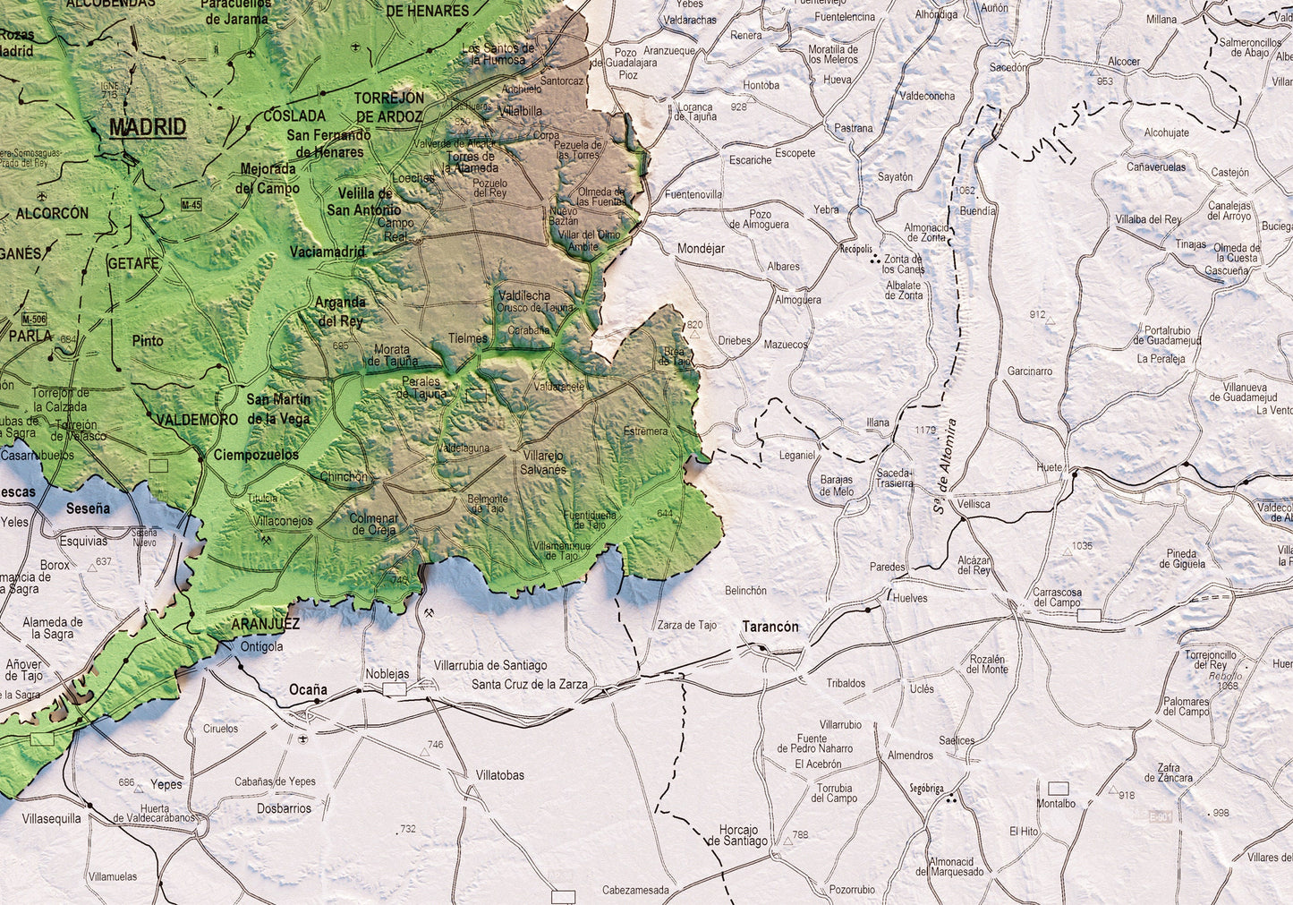 COMUNIDAD DE MADRID. Mapa topográfico.