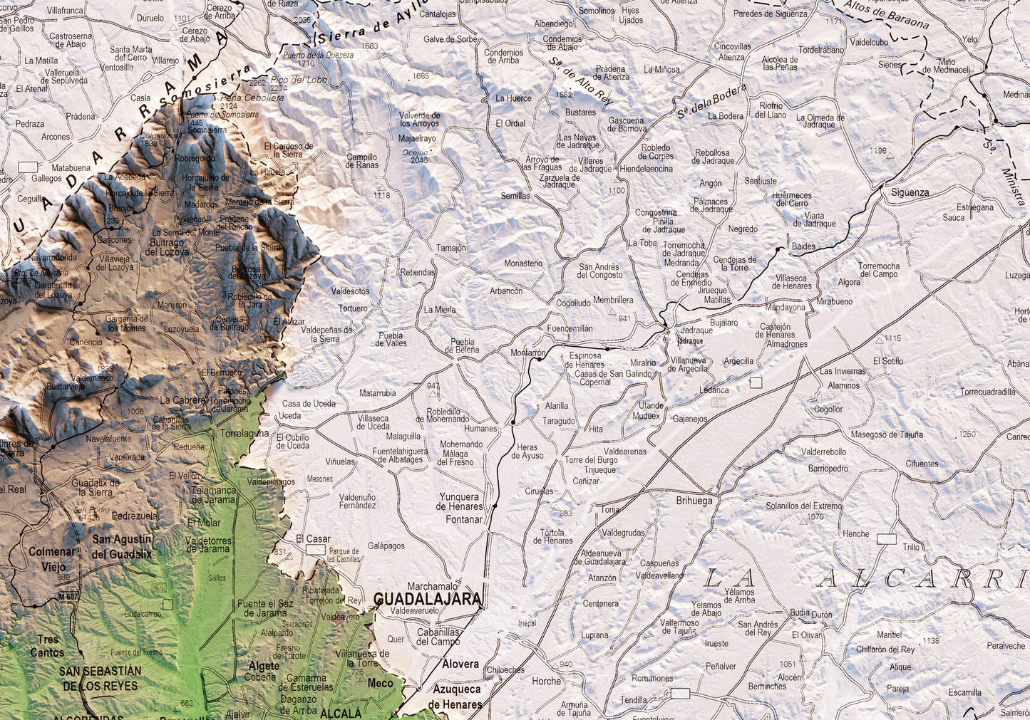 COMUNIDAD DE MADRID. Mapa topográfico.