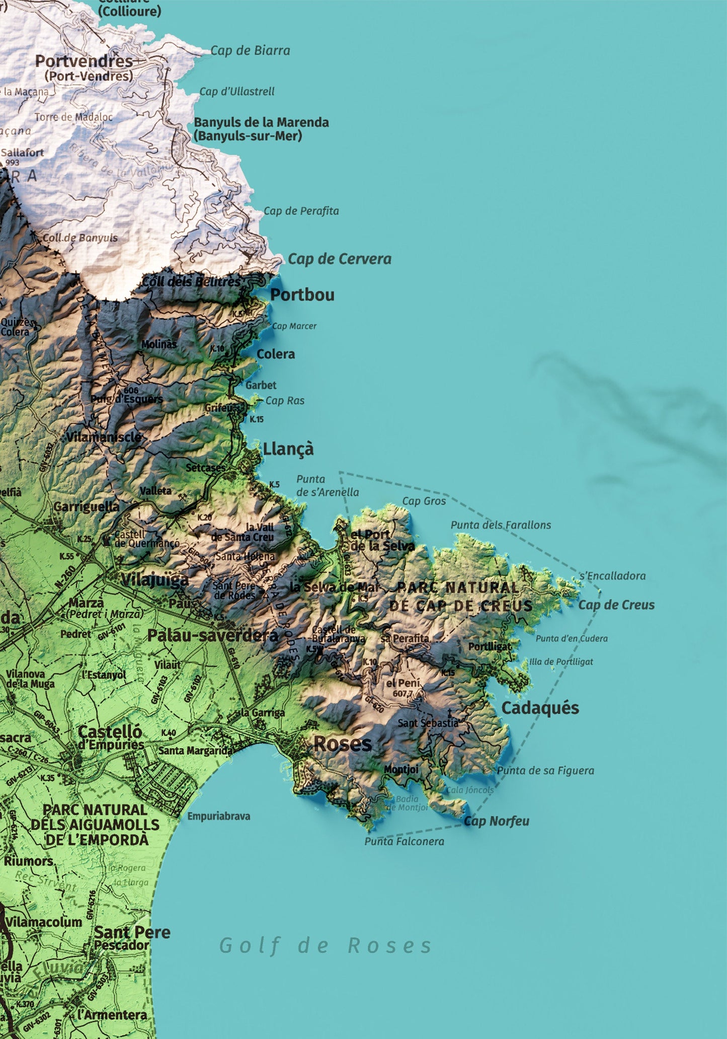 COMARCA NATURAL DE L'EMPORDÀ. Mapa topográfico.