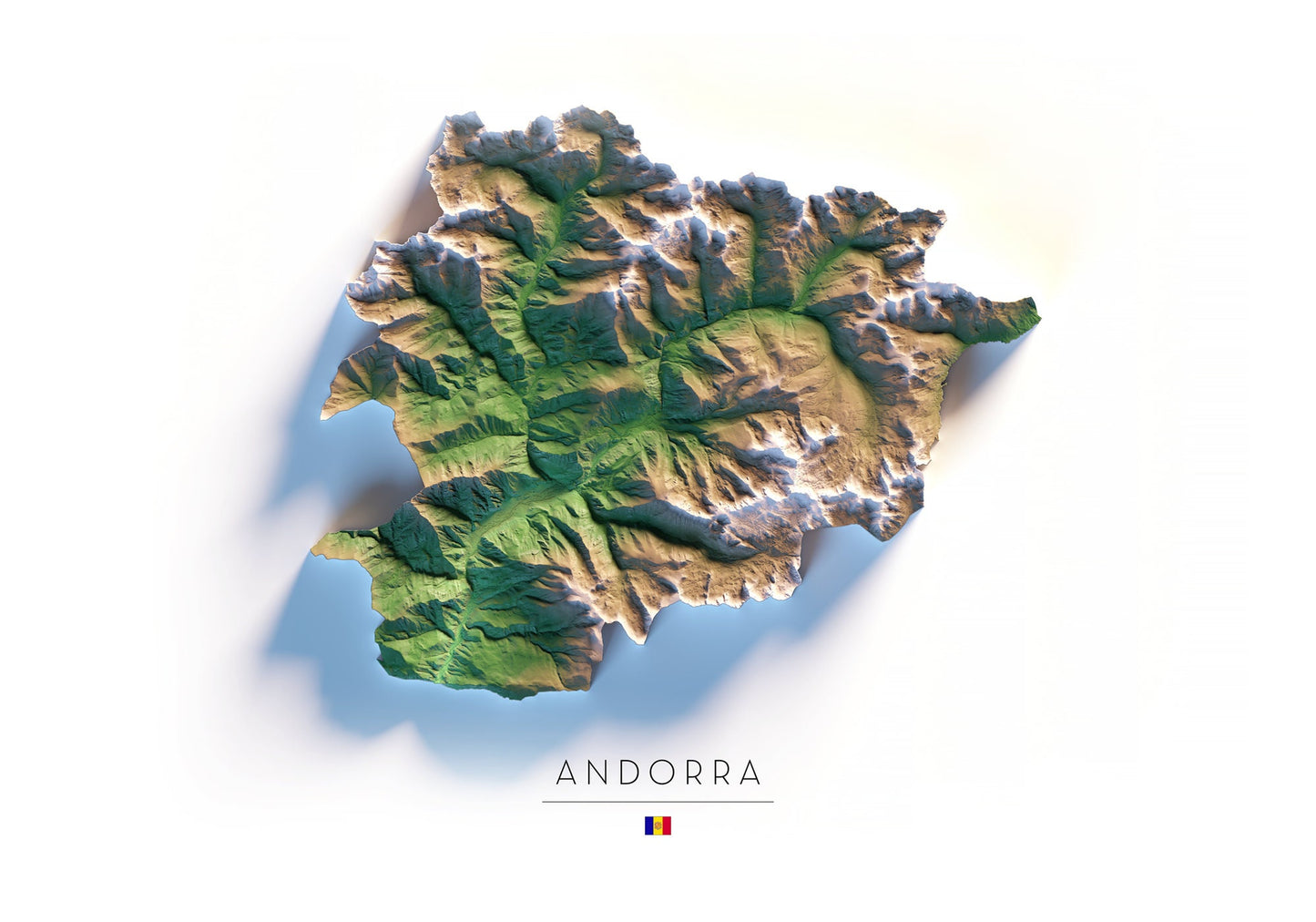 ANDORRA. Mapa de relleu.