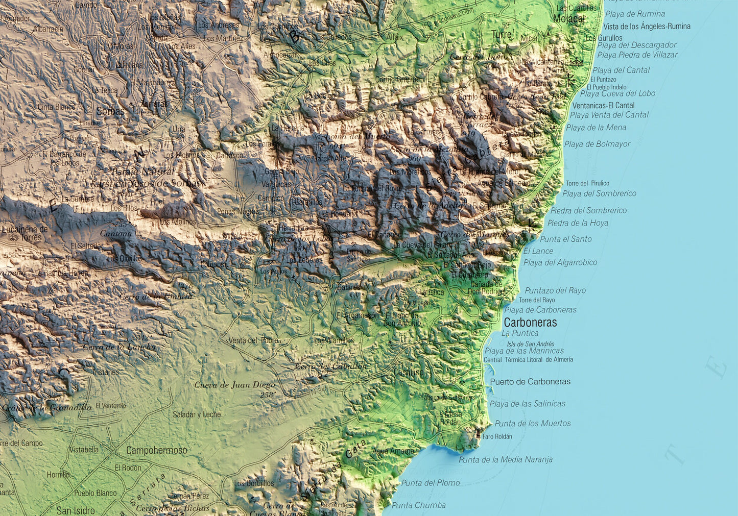CABO DE GATA. Mapa topográfico.