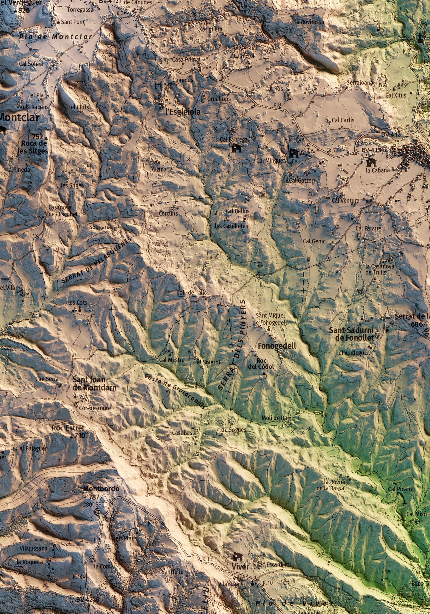 LA VALL DE MEROLA. Mapa topográfico.