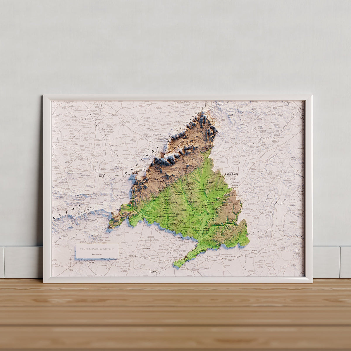 COMUNIDAD DE MADRID. Mapa topogràfic artístic en color