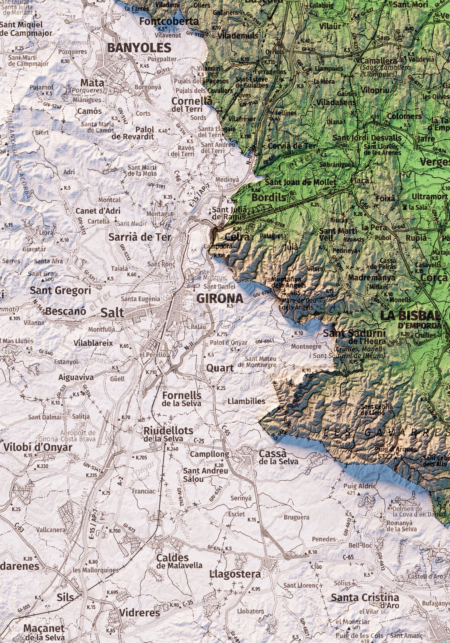 COMARCA NATURAL DE L'EMPORDÀ. Mapa topográfico.