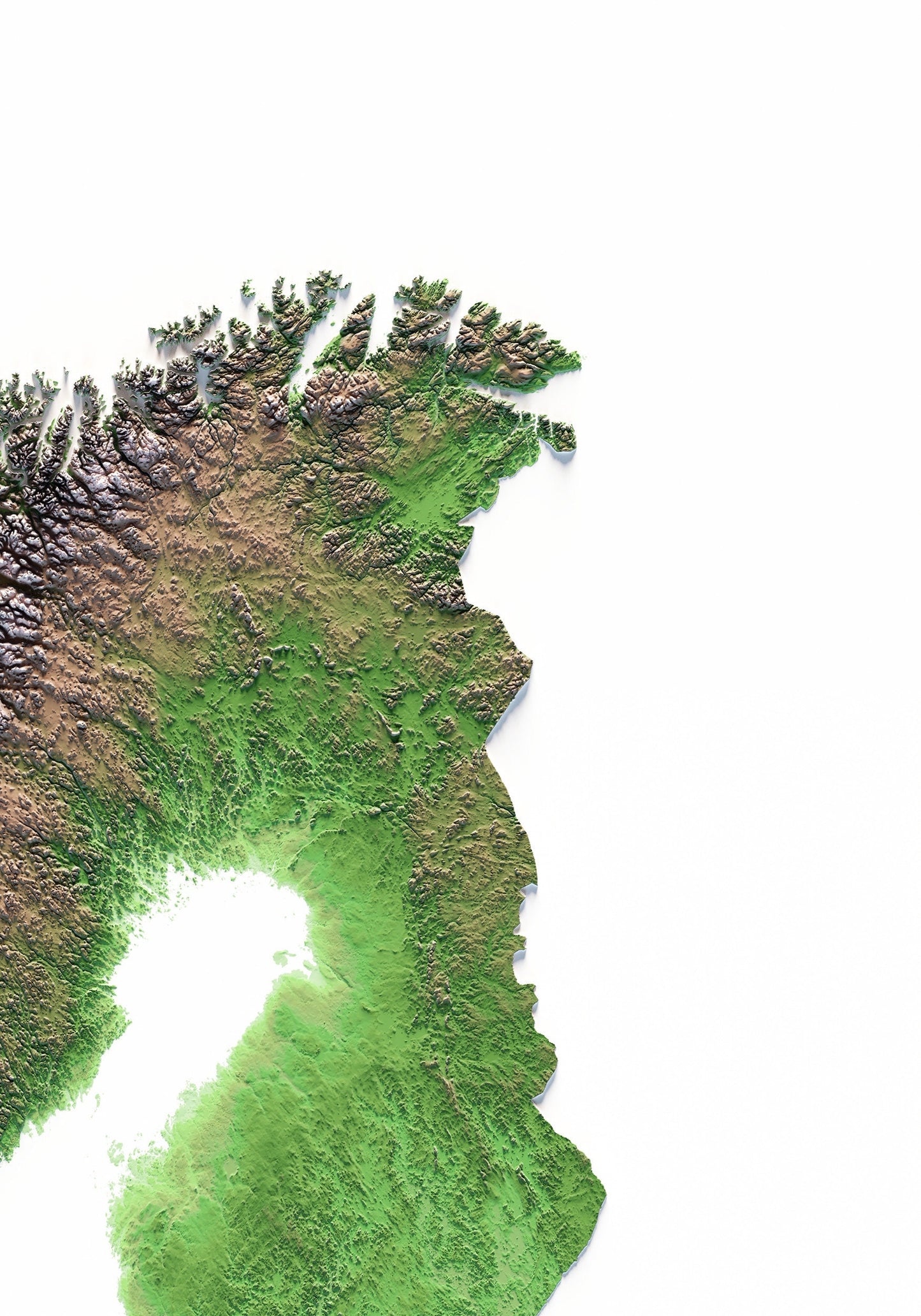 ESCANDINÀVIA. Mapa de relleu.