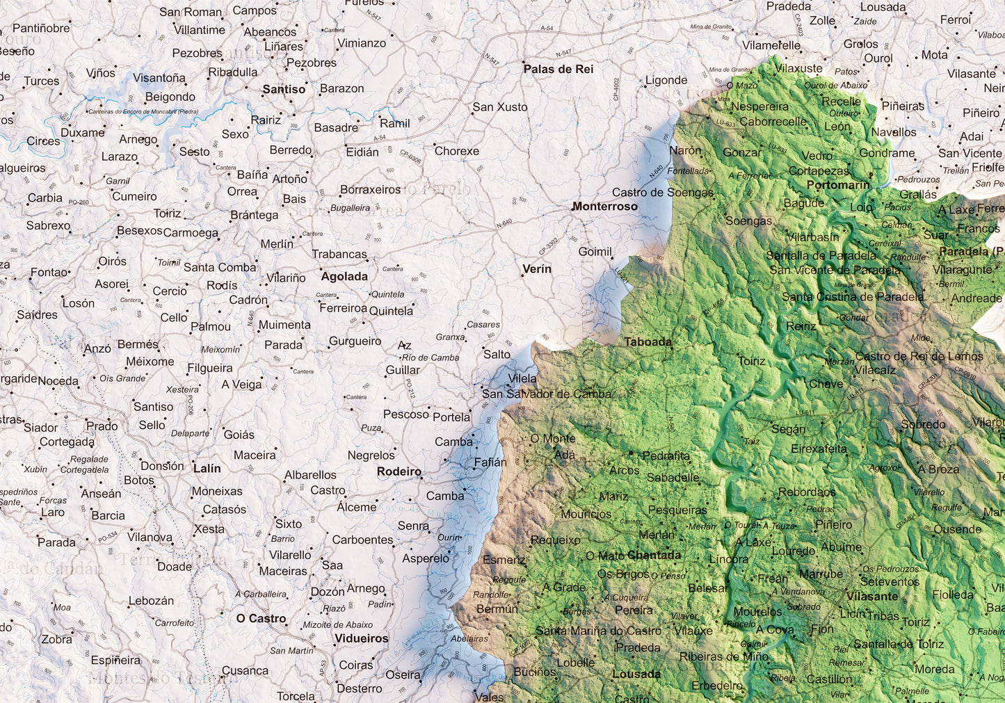 RIBEIRA SACRA. Mapa topográfico.