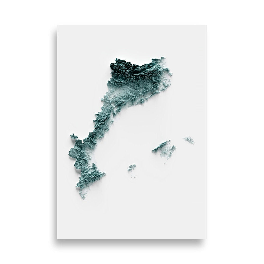 CATALAN COUNTRIES. Artistic relief map.