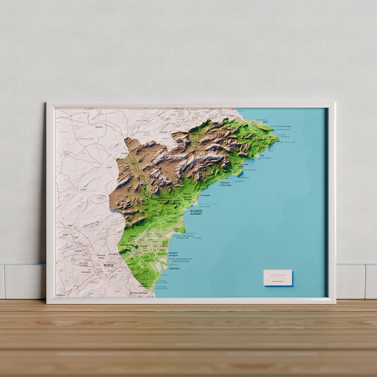 PROVINCIA D’ALACANT. Mapa topográfico artístico en color