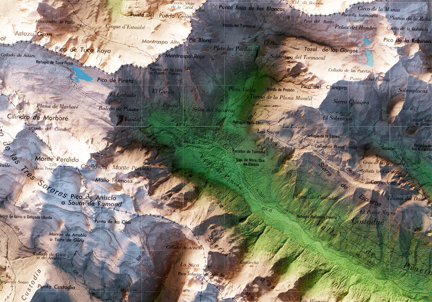 VALLE DE PINETA. Mapa topográfico.