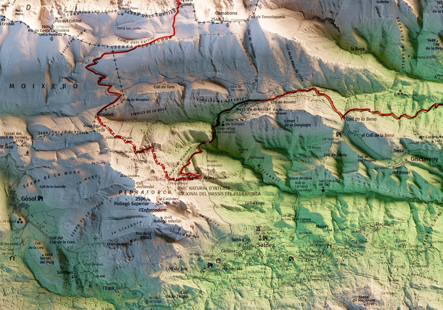 CAVALLS DEL VENT. Mapa topográfico del recorregut.