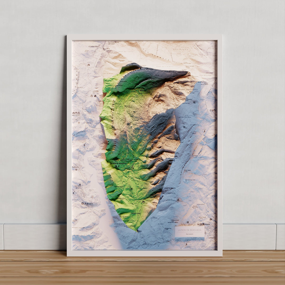 LA NOU DE BERGUEDÀ. Mapa topográfico artístico en color