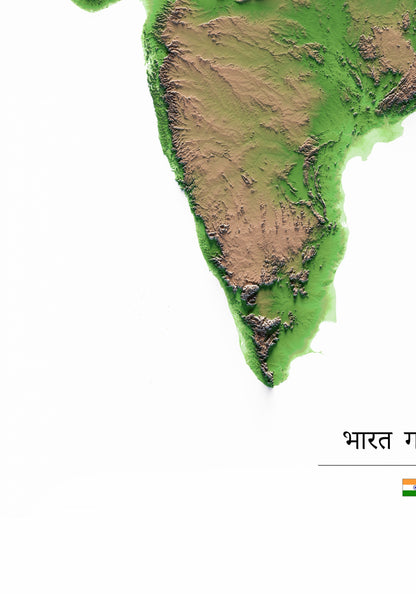 INDIA. Mapa topográfico.