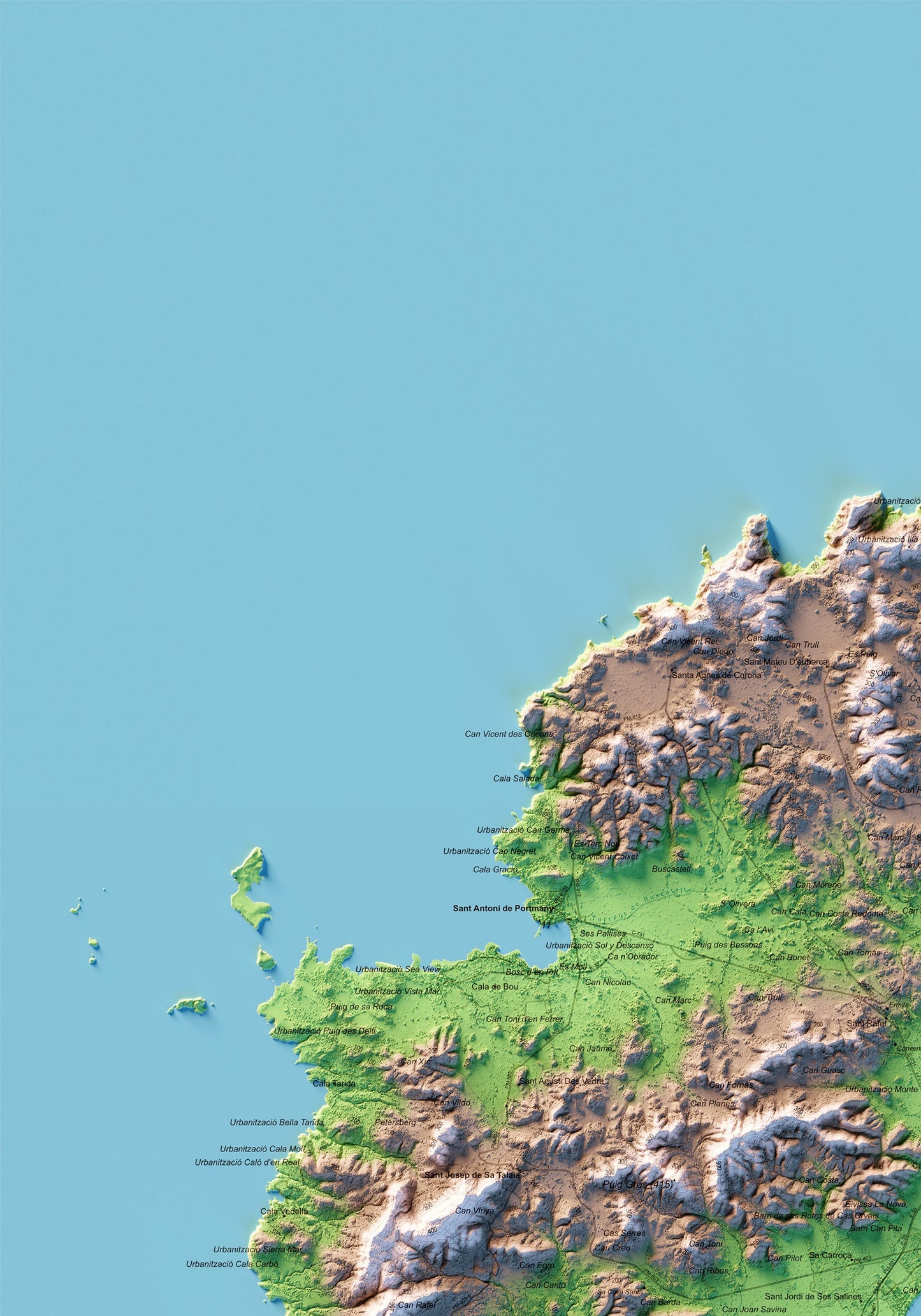 ILLES PITIÜSES (EÏVISSA I FORMENTERA). Mapa topográfico.