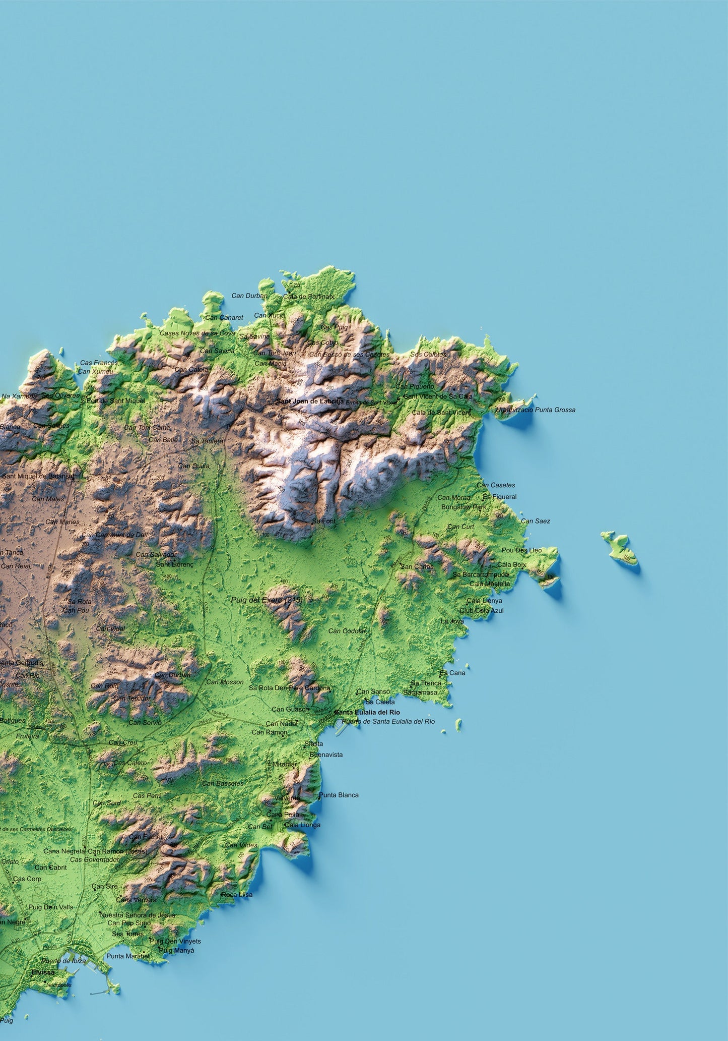 ILLES PITIÜSES (EÏVISSA I FORMENTERA). Mapa topográfico.