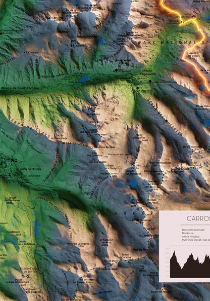 CARROS DE FOC. Mapa topográfico del recorregut.