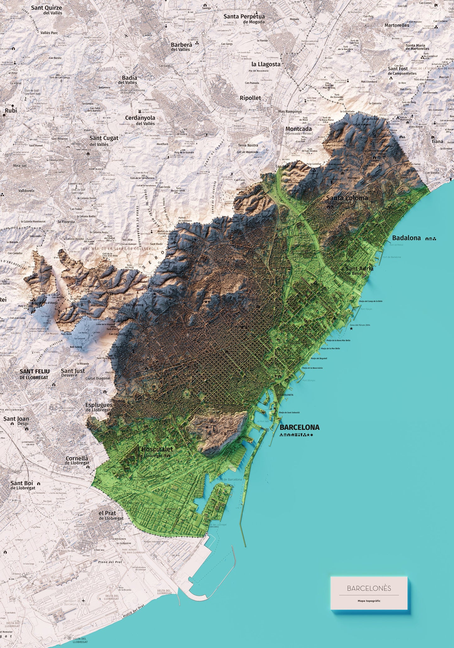 EL BARCELONÈS. Mapa topográfico.