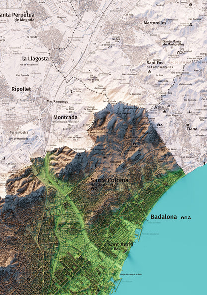 EL BARCELONÈS. Mapa topográfico.