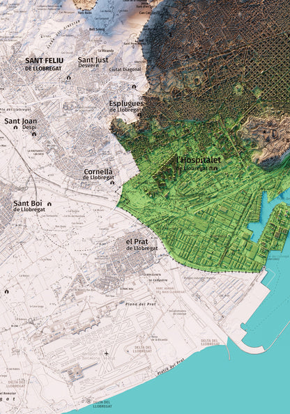 EL BARCELONÈS. Mapa topográfico.