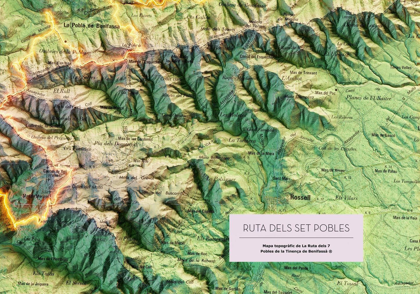 ELS 7 POBLES DE LA TINENÇA DE BENIFASSÀ. Mapa topográfico.