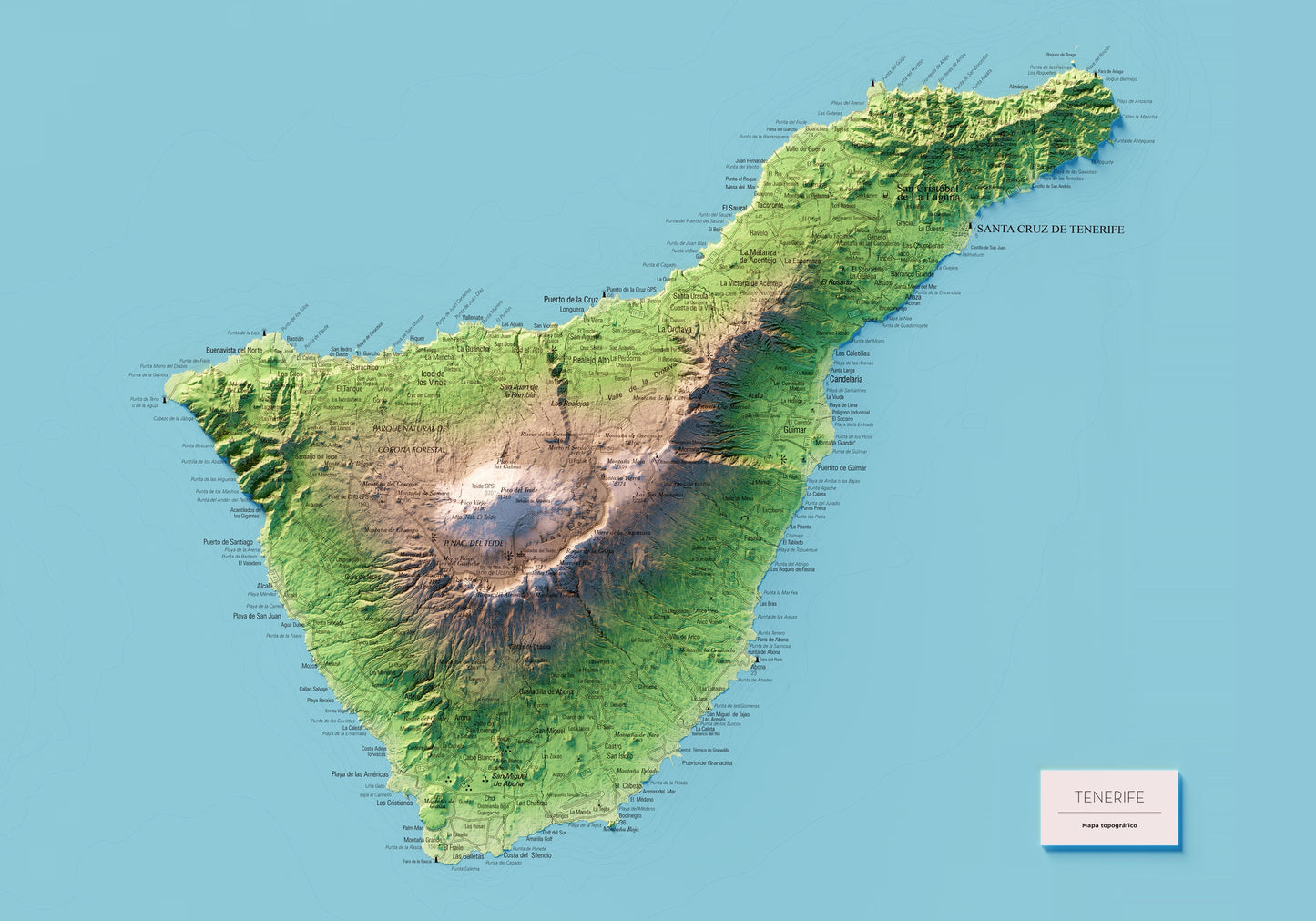 TENERIFE. Mapa topográfico.