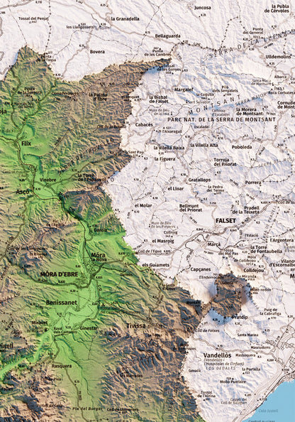 TERRES DE L'EBRE. Mapa topográfico.