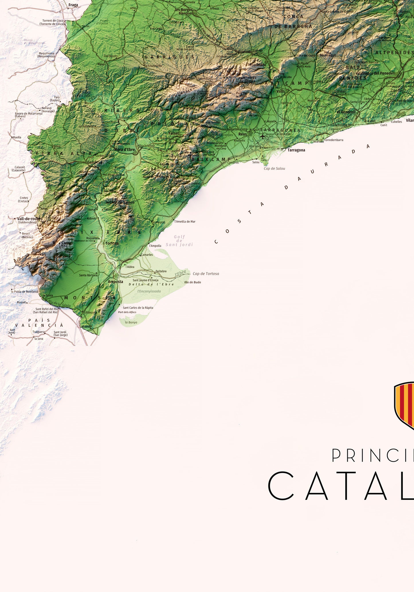 PRINCIPAT DE CATALUNYA. Mapa topográfico. Versió vertical.