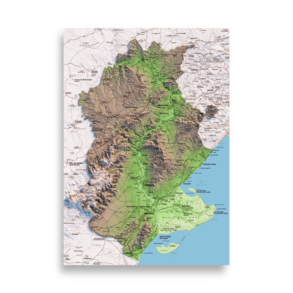 TERRES DE L'EBRE. Mapa topográfico.