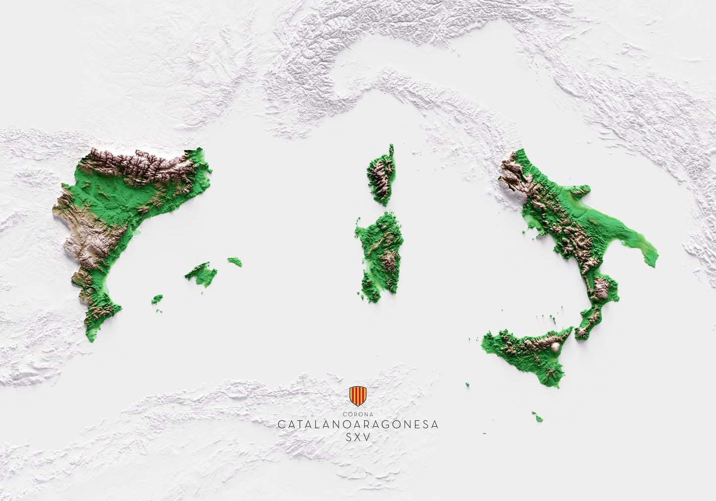 CORONA CATALANOARAGONESA AL SEGLE XV. Mapa de relleu.