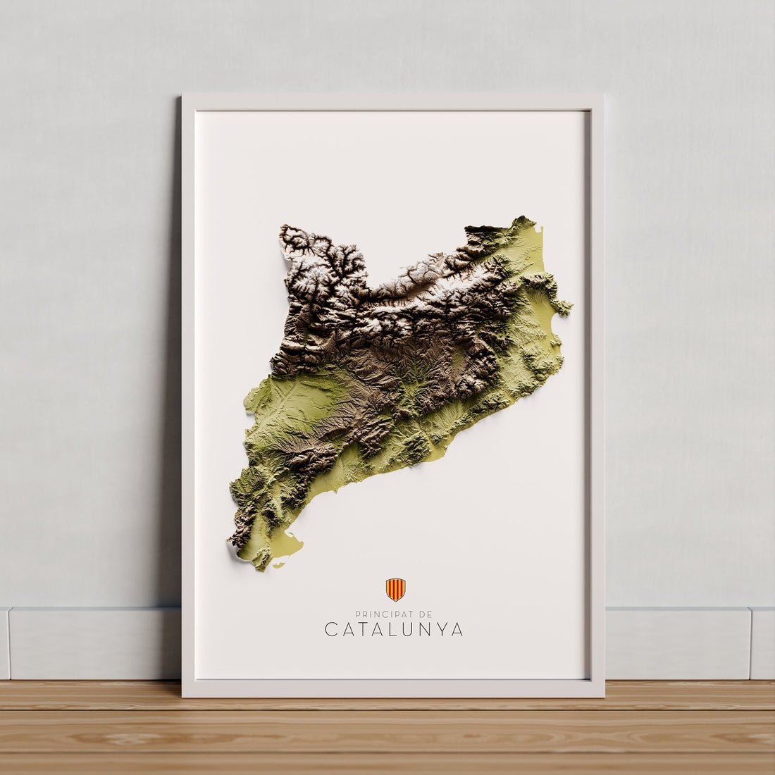 CATALUNYA. Mapa de relleu artístic en tons terrosos