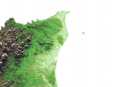 NICARAGUA. Mapa de relieve clásico.